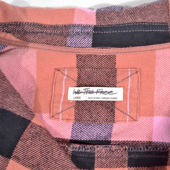 NEW FREE PEOPLE IZZY PLAID FLANNEL SHIRT, LARGE - Picture 5 of 11